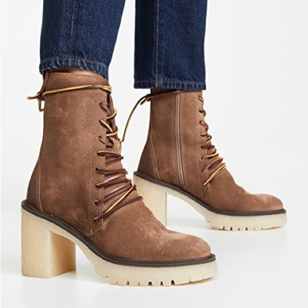 Free People Dylan Lace Up Brown Suede Boots Size‎ 39